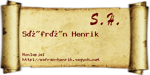 Sáfrán Henrik névjegykártya